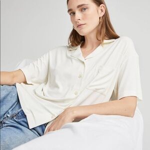 Richer Poorer Women’s Night Knit Orange Button Down Top Size S Pajama Shirt